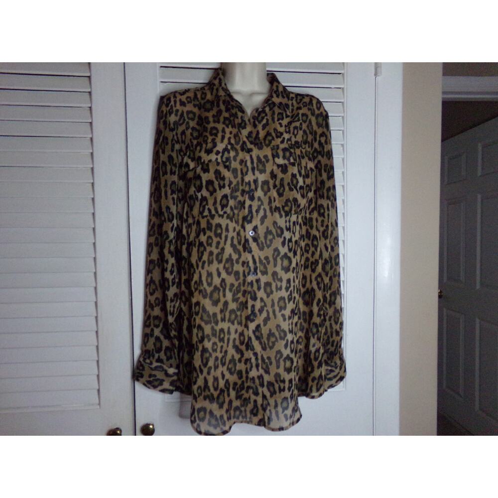 Banana Republic  Dillon Shirt semi sheer‎ leopard print long sleeved tunic M
